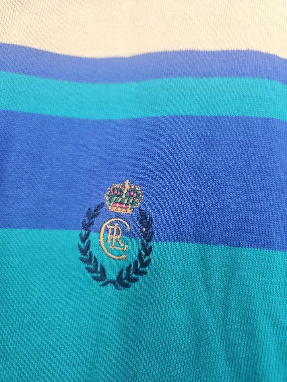 Vintage Deadstock Chaps Ralph Lauren 90s Striped Monogrammed Long Polo Shirt NWT